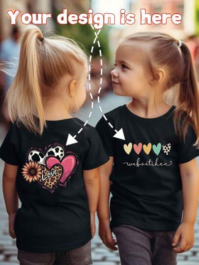 Personalized Custom European & American Girls' Outdoor Sports T-Shirt With Your Own Text/Name/Blessing, Photo/Family/Idol/Cartoon/Portrait/Pet/Baby/Friend Image, Back To School, Birthday Gift, Party Outfit, Casual Tee, Photo Printing, Holiday Gift, Best Friend Gift, Surprise Gift, Vacation Wear