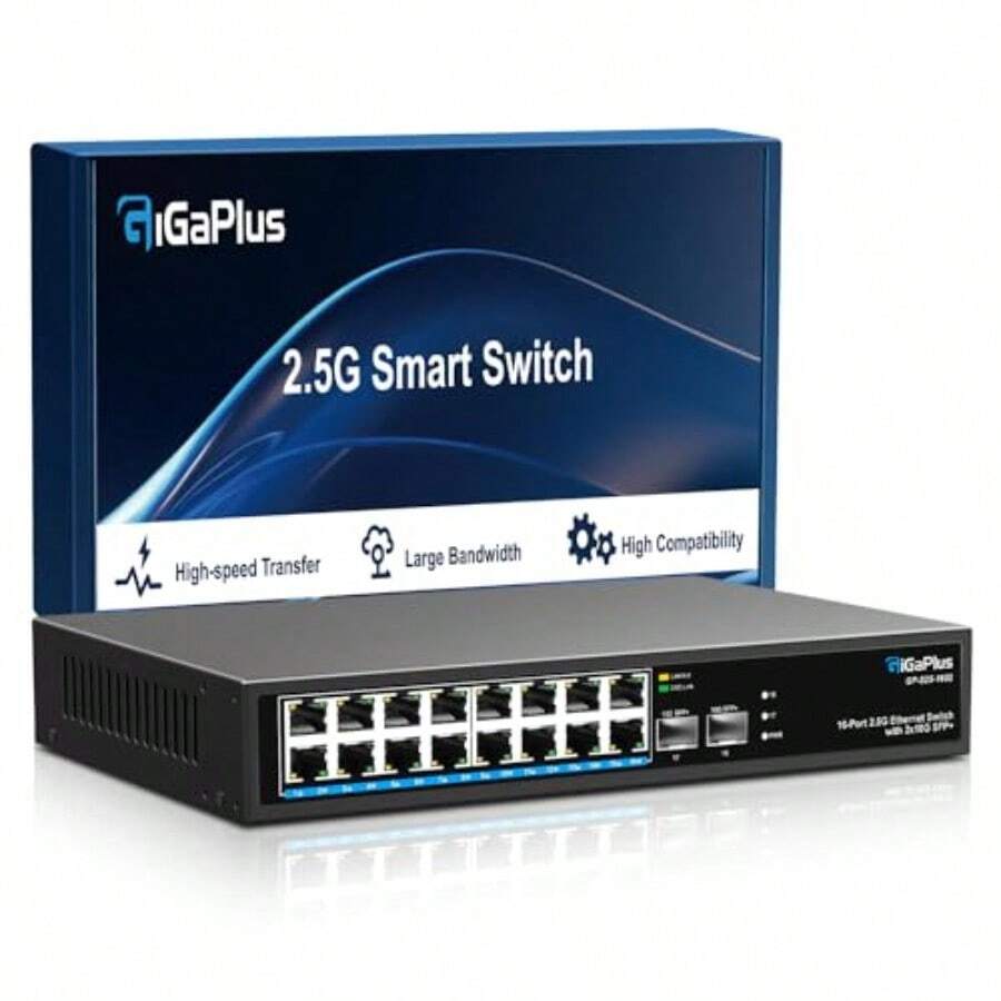 10 Port 2.5Gb Unmanaged Ethernet Switch 8 2.5G Base-T Ports 2 10G SFP+ ...