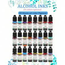 24 Colors 10ml High Concentrated Alcohol-Based Ink, Concentrated Epoxy Resin Paint Colour Dye Great For Resin Petri Dish, Coaster, Painting, Tumbler Cup Making