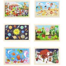 16 Styles Animal & Dinosaur 30-Piece Flat Wooden Puzzle, Educational Toys For Children Aged 3-6 - Multicolor - View 4