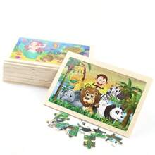 16 Styles Animal & Dinosaur 30-Piece Flat Wooden Puzzle, Educational Toys For Children Aged 3-6 - Multicolor - View 9