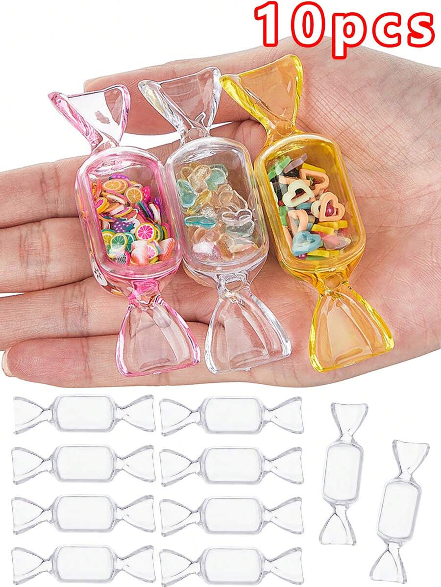 10 piezas Cajas de regalo para fiestas con forma de caramelo, organizador de anillos con tapa, contenedor de plástico para caramelos lindo, estuche de exhibición para joyería DIY, accesorios para Navidad, boda, fiesta y viaje
