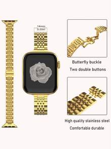 2pcs Gold Color Women's Watch Band + Watch Protective Case, 14mm Narrow Style, Suitable For Gold Metal Bracelets, Detachable Stainless Steel Watch Band, Soft TPU Material All-Round Protection Protective Case (With Screen Protector) Compatible With Apple Watch Ultra 3 2 1 SE S10/9/8/7/6/5/4/3/2/1 Series, Fashionable New Gift For Family And Friends, Smartwatch Accessories, Watch Band For 38mm 40mm 41mm 42mm 44mm 45mm 49mm Young & Stylish Unisex - Gold - View 12