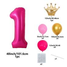 14 件/套 40 英寸粉色数字、金色迷你皇冠、4 件镀铬金色和深粉色气球 - 适用于周年庆典、派对装饰、母亲节、情人节、婚礼、拍照道具 - 玫紅立柱 - 查看 21
