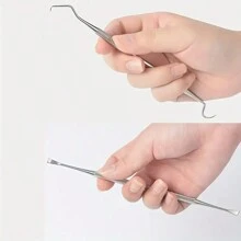 1 Set Toothpick Tartar Remover, Dental Plaque Scraper, Probe, Oral Hygiene Care Teeth Cleaning Kit, Suitable For Adults, Children, Pets - Silver - View 4