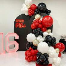 52 pezzi/set Palloncini in lattice rossi, oro, neri e bianchi da 10 pollici, adatti per dichiarazioni d'amore, feste di compleanno, proposte di matrimonio, cerimonie di laurea, anniversari, decorazioni di San Valentino, allestimento di sale per matrimoni, regali per spose e per Capodanno, decorazioni per interni ed esterni - Multicolore - Visualizzare 6