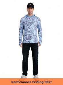 Sudadera de protección solar UPF 100+ de primavera y verano RIIIPO para hombres con tecnología de detección UV, camisa de pesca de rendimiento, cuello redondo, absorción del sudor activa, secado rápido, transpirable, estiramiento en 4 direcciones, ligera, resistente a las arrugas, mangas largas extendidas, protector solar para deportes al aire libre, con agujeros para los pulgares, limpiador de lentes de microfibra incorporado, apto para la playa, navegación, senderismo, caza, deportes acuáticos - Celeste - Ver 9