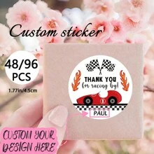 定制 48/96 件生日贴纸，个性化姓名贴花，适合派对礼物、纪念品、烘焙礼物 - 彩色 - 查看 3