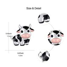 Hoạt hình Con bò Bông tai stud , Dễ thương Qủa tặng Đối với phụ nữ Và Cô gái Sinh nhật Hoặc Giáng sinh - Bạc - Xem 3