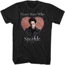 Twilight T Shirt I Love Boys Who Sparkle Adult Short Sleeve T Shirts Twilight Movies Graphic Tees - 黑色 - 查看 1