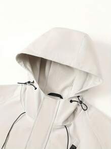 Men's Windproof And Waterproof Jacket, Casual And Breathable, With A Hood, Zipper, Long Sleeves And Pockets, Suitable For Hiking, Jogging, Cycling, Outdoor Fitness And Sports.