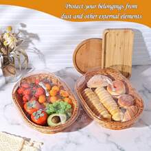 1 giỏ đựng bánh mì và trái cây, giỏ đựng đồ gia dụng bằng mây đan giả có nắp và nắp đậy thực phẩm bằng acrylic, thích hợp cho phòng khách, bàn ăn, giỏ đựng đồ ăn nhẹ chống côn trùng - Quà tặng Giáng sinh nhiều màu sắc nhạt và nâu đậm - Nhiều màu - Xem 11