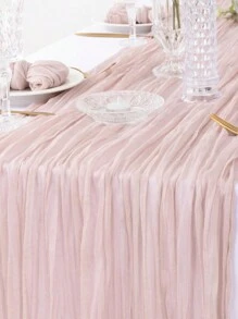 1pc Dim Pink Easter/Spring Cheese Patterned Table Cloth, Bohemian Style Cheese Fabric Runner For Wedding Party, Baby Shower, Birthday Decoration
