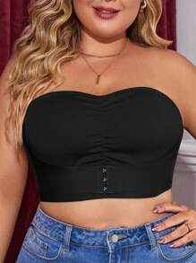 Sujetador sin tirantes y talla grande para mujer con diseño de hebilla frontal, ropa interior suave y cómoda sin aro de acero