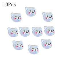10 pièces de perles acryliques colorées de têtes d'ours et de pandas plaquées multicolores pour la fabrication de bracelets, colliers, chaînes de téléphone portable et pendentifs DIY