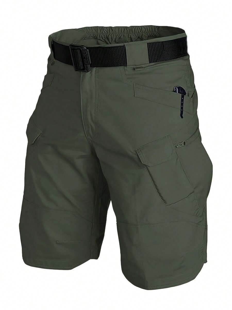 Men's Tactical Cargo Shorts - Summer Quick Dry Workout Shorts With Multi-Pockets, 100% Polyester, Non-Stretch Fabric - màu xanh lá - Xem 1