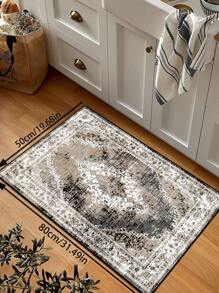 復古風格地毯，波西米亞傳統款式聚酯纖維矩形地氈，易於護理和清洗，適用於客廳、門廳、床邊、書房、臥室、辦公室、廚房、農舍家居裝飾，房間裝飾 - 彩色 - 查看 3