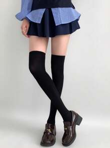 1 Pair Of Women's White Knee High Socks, Loli Jk Soft Girl Style, Suitable For Sweet Style Dressing