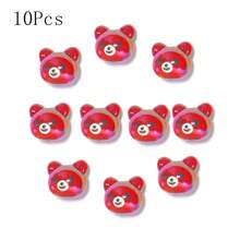 10 pièces de perles acryliques colorées de têtes d'ours et de pandas plaquées multicolores pour la fabrication de bracelets, colliers, chaînes de téléphone portable et pendentifs DIY