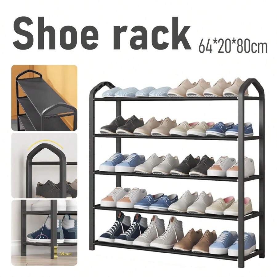 5 Tier Shoe Stand Rack Storage Compact Lightweight 20 Pairs Shelf Organizer - Black - View 1