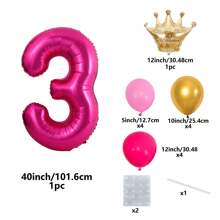 14 件/套 40 英寸粉色数字、金色迷你皇冠、4 件镀铬金色和深粉色气球 - 适用于周年庆典、派对装饰、母亲节、情人节、婚礼、拍照道具 - 玫紅立柱 - 查看 23