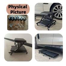 2-In-1 Crawler, 36-Inch (About 35.98inch) Z-Shaped Crawler Seat, 300 Pounds (About 149.7kg) Capacity Garage Chair Adjustable Rolling Folding Car Crawler With 6 2.5-Inch (About 2.52inch) Wheels Garage Chairs With Adjustable Roller Folding Car Crawlers/Seat Wheels, Mechanical Crawlers, Used For Car Maintenance