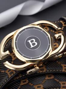 Nouvelle ceinture automatique pour hommes avec boucle de ceinture polyvalente et avancée avec lettres gaufr\u00e9es