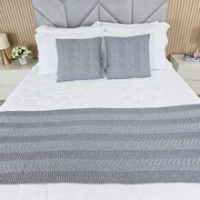 Knitted Blanket Bedspread For Double Bed Links - ONLY THE FEET - Grey - View 3