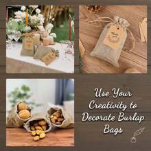 10pcs/20pcs Reusable Premium Mini Gift Bags With Tags & Strings, Linen Bags, Suitable For Wedding Party, Jewelry, Coffee, DIY Crafts - Brown - View 4