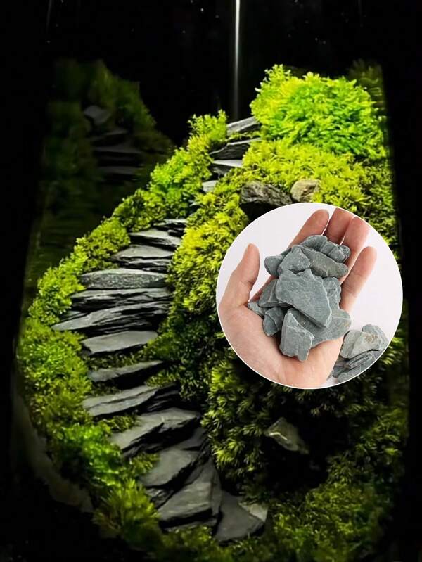 1pc 200g/400g 1-7cm Random Length & Shape Natural Rock Slices, Microlandscape Decor, Stair Stones For DIY Miniature Scene, Terrarium, Aquarium
