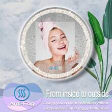 DIDIDADA Espejo de cambiador redondo de vidrio con luces, 3 colores, 20 pulgadas, círculo de vidrio, LED, espejo de baño para baño montado en la pared, espejo iluminado antirempaño, luz inteligente, - 1 - Ver 4