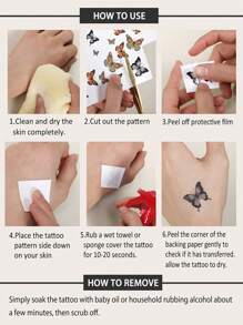 6pcs Colorful Hummingbird & Floral Pattern Temporary Tattoos, Waterproof Body Art Stickers For Men/Women, Daily, Party, Holiday Gift, Finger, Wrist, Shoulder, Neck, Collar Bone