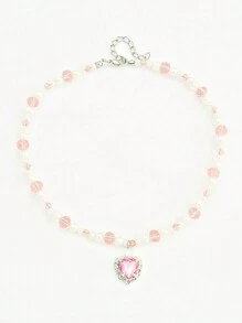 1st. Hartvormige kralenketting voor kinderen, uniek accessoire cadeau voor meisjes, Valentijnsdag, terug naar school