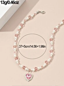 1st. Hartvormige kralenketting voor kinderen, uniek accessoire cadeau voor meisjes, Valentijnsdag, terug naar school