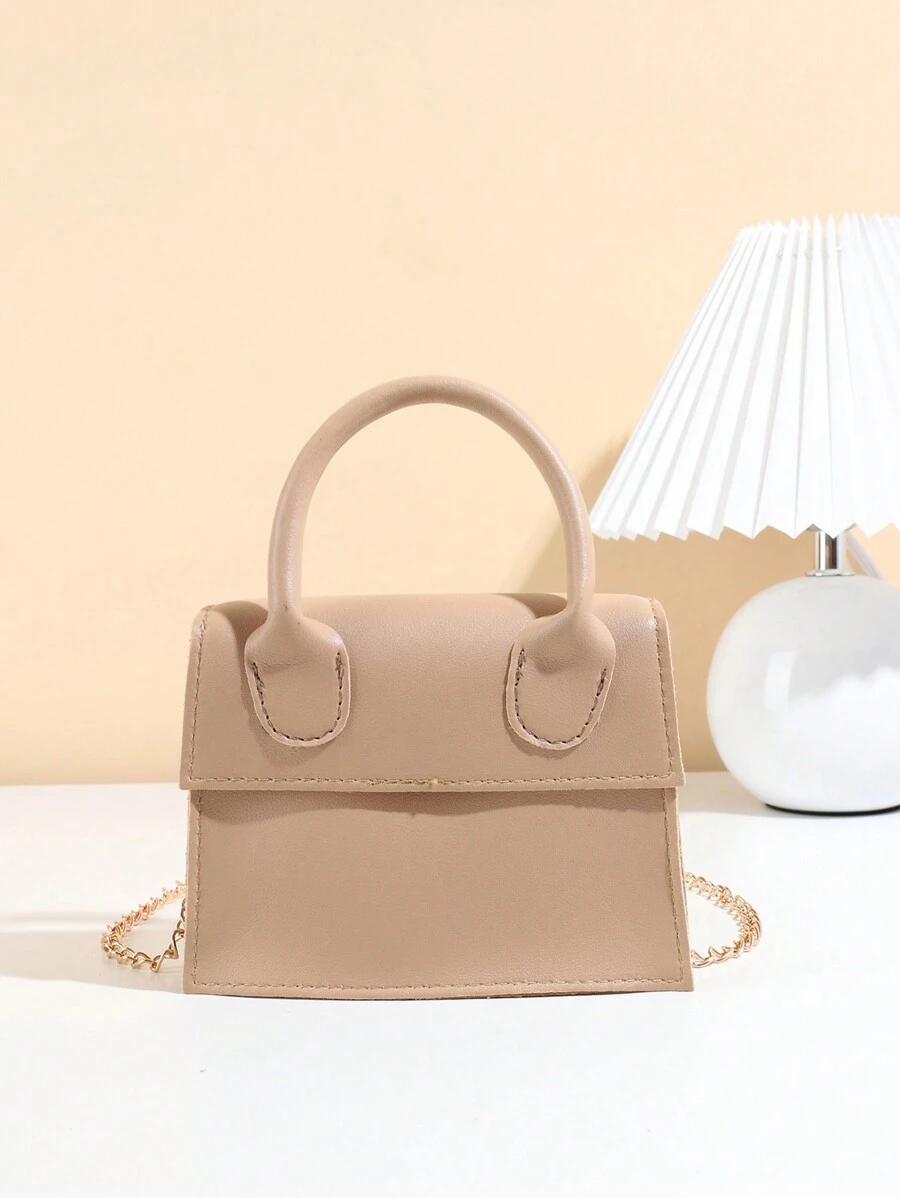 Mini Plain Chain Handbag For Kids - Khaki - View 1