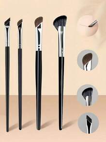 4pcs Nose Contour Concealer Brush Set, Angled Contour Fan Brush, Ultra-Thin Nose Shadow & Eye Shadow Blending Brush, Soft Precise Makeup Tools