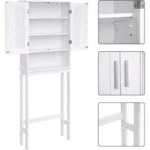 VASAGLE Estantería el Baño, Mueble sobre el Inodoro, Organizador de Estante Ajustable de 4 Niveles para Toallas, Objetos de Baño y Ducha, Barra Inferior Ajustable, Blanco MBBC10WT