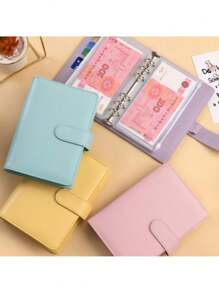 1 件 A6 PU 皮革活页预算簿，带 8 个拉链口袋、12 张彩色预算表、2 张英文贴纸、活页现金预算笔记本，用于省钱和财务规划（不包括硬币） - 彩色 - 查看 6