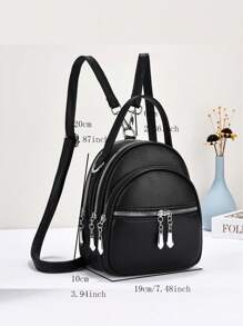 New Fashion Women Double-Shoulder Backpack, Convertible To Shoulder Crossbody Or Handbag, Multi-Function Soft Leather Small Backpack