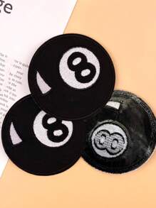 3pcs Number Embroidered Iron-on Patch, Creative DIY Sewing Patch, For Clothing, Bag, Hat, Pants - Black and White - View 4