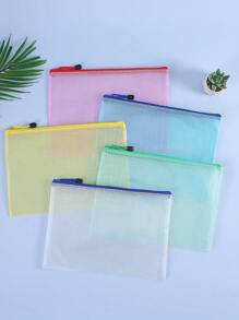 5pcs/Set Mesh File Folders - Waterproof Storage Pouches With Secure Zippers And Reinforced Seams, Ideal For Organizing Office, School Supplies, Pens And Accessories - Perfect For Travel, Commuting And Everyday Use,Back To School,School Supplies
