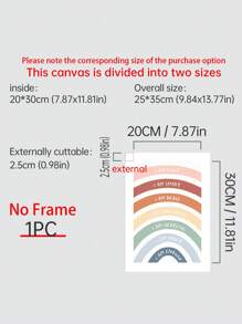 1pc Rainbow Positive Affirmation Canvas Print, Kid's Room, Nursery Or Classroom Wall Art, Frameless