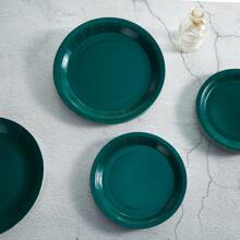 24 Pcs Dark Green Disposable Dinner Plates & Napkins, Party Supplies Suitable For Birthday, Wedding, Party, Family Picnic - Multicolor - View 4