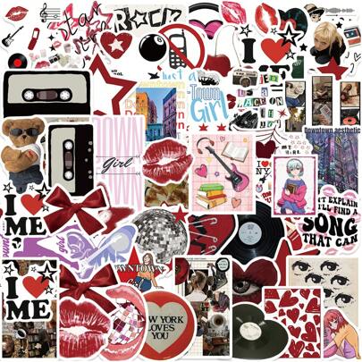 50PCS Downtown Y2K Girls Stickers Aesthetic Vinyl Stickers Decals Scrapbook, Journaling, Laptop, Bumper, Skateboard, Water Bottles, Computer, Phone