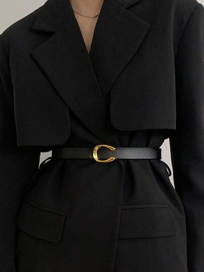 1-2 st dambälte, svart bälte med månformat platt C-format spänne, sexigt svart och metalliskt smalt midjebälte för kvinnor för klänning, kjol, strand, dagliga accessoarer, västerländsk business casual