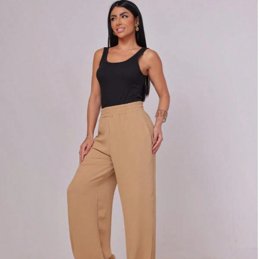 Women Pants - 米色 - 查看 1