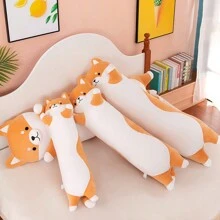 可爱长柴犬毛绒玩具抱枕创意哈士奇狗腰枕办公室午睡枕情人节礼物家居装饰毛绒公仔儿童安抚娃娃送男朋友女朋友新年节日礼物可夹腿睡觉长抱枕 - 彩色 - 查看 6