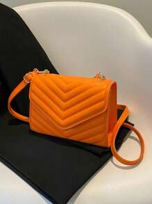 Modische Farbblock Klappe Mini Umhängetasche, lässige tägliche Aufbewahrungstasche