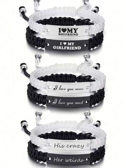 suteyi Adjustable Braided "I Love My Boyfriend/Girlfriend" Long Distance Relationship Couple Bracelet, Anniversary/Birthday Gift