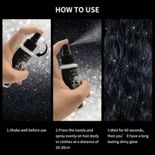 100ml 快干闪光喷雾，适用于头发和身体 - 高光泽闪亮，适合嘴唇、眼睛、面部等 - 非常适合音乐节 - 銀色 - 查看 4